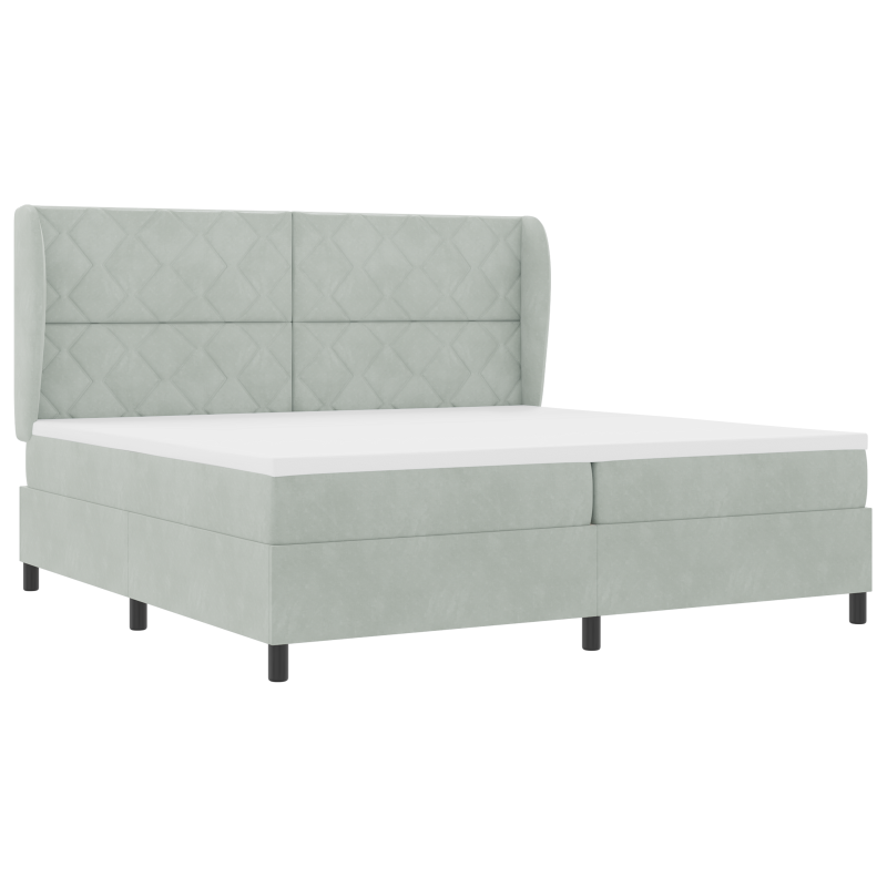 Boxspring-Bett mit Matratze Hellgrau 200x200 cm Samt