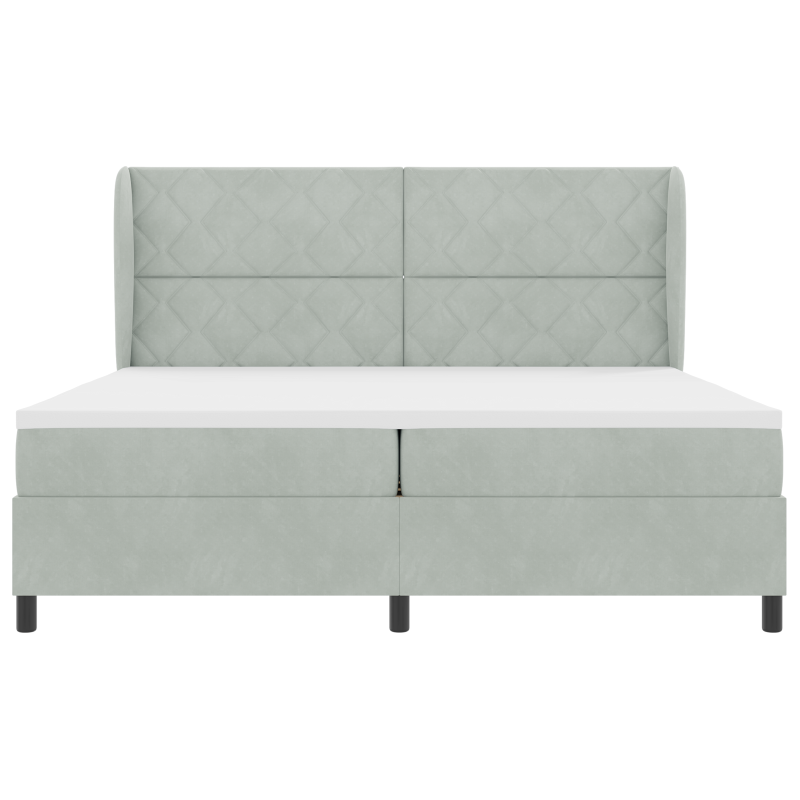 Boxspring-Bett mit Matratze Hellgrau 200x200 cm Samt