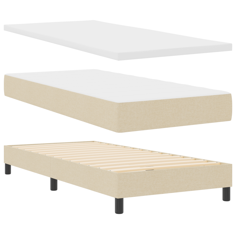 Boxspringbett mit Matratze Creme 90x190 cm Stoff