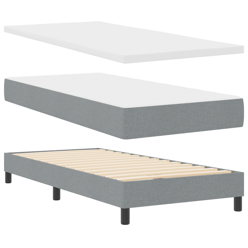 Boxspringbett mit Matratze Hellgrau 90x200 cm Stoff
