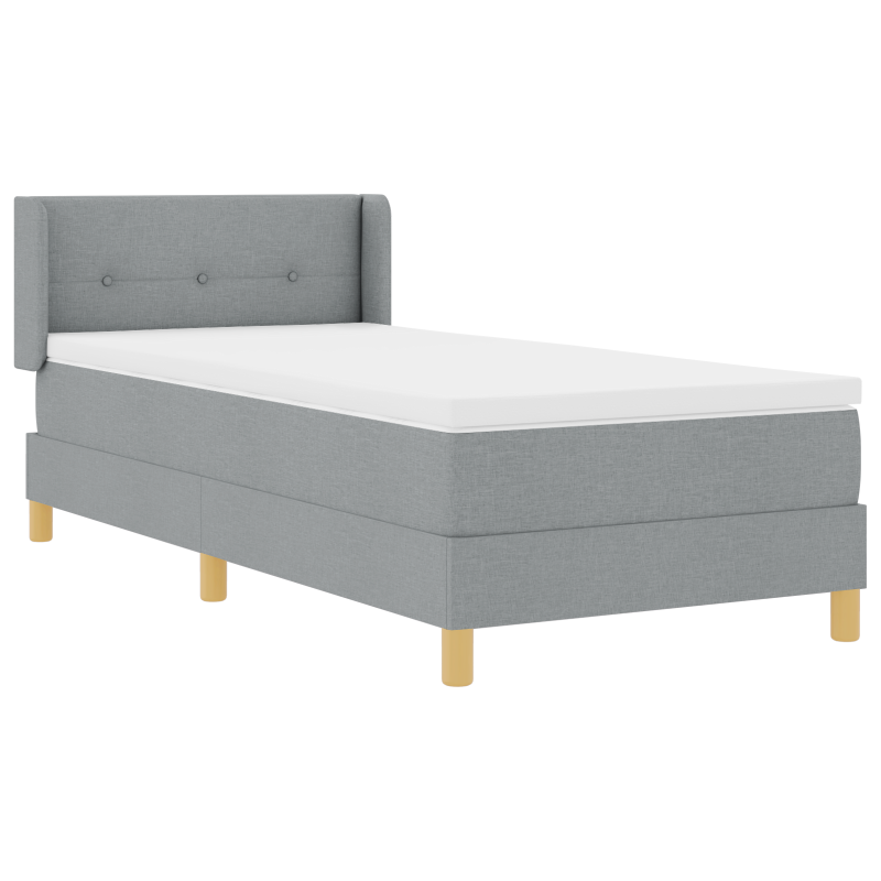 Boxspringbett mit Matratze Hellgrau 90x200 cm Stoff