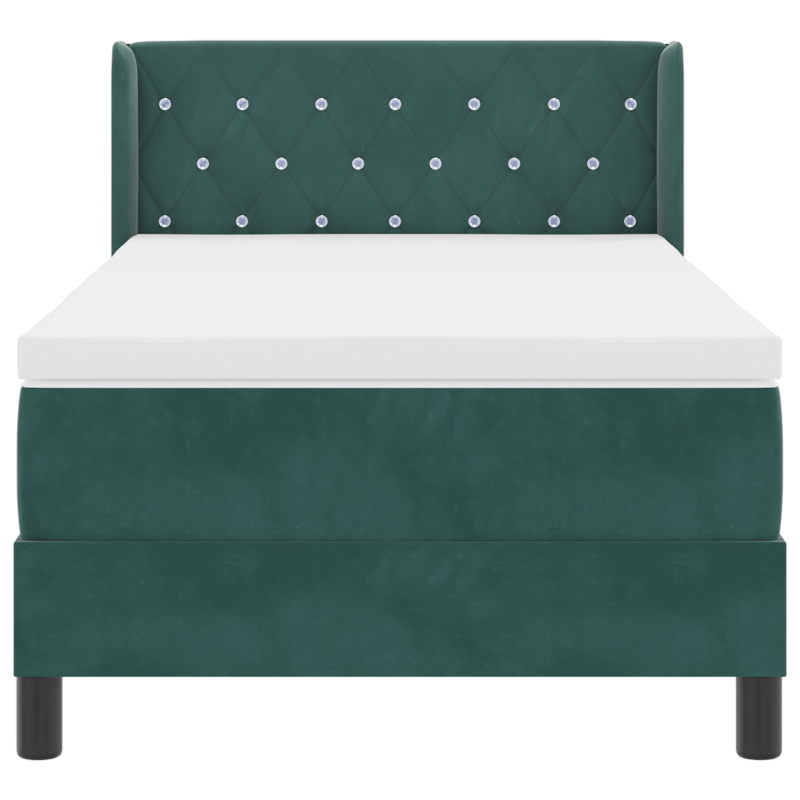 Boxspringbett mit Matratze Dunkelgrün 90x190 cm Samt