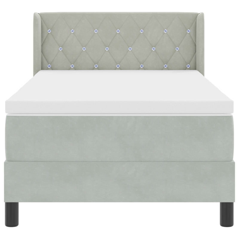 Boxspringbett mit Matratze Hellgrau 90x200 cm Samt