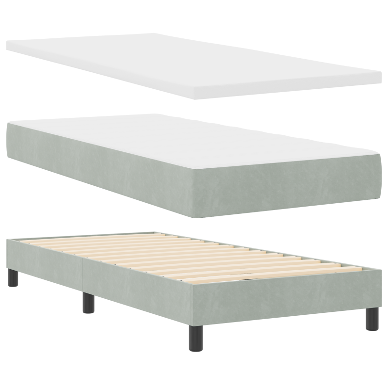 Boxspringbett mit Matratze Hellgrau 100x200 cm Samt