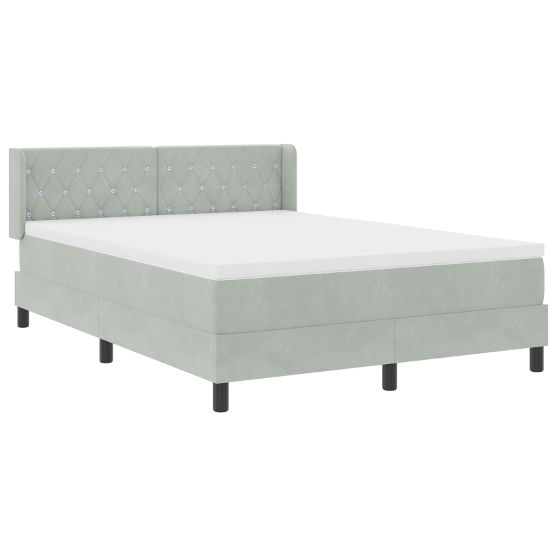 Boxspringbett mit Matratze Hellgrau 140x190 cm Samt