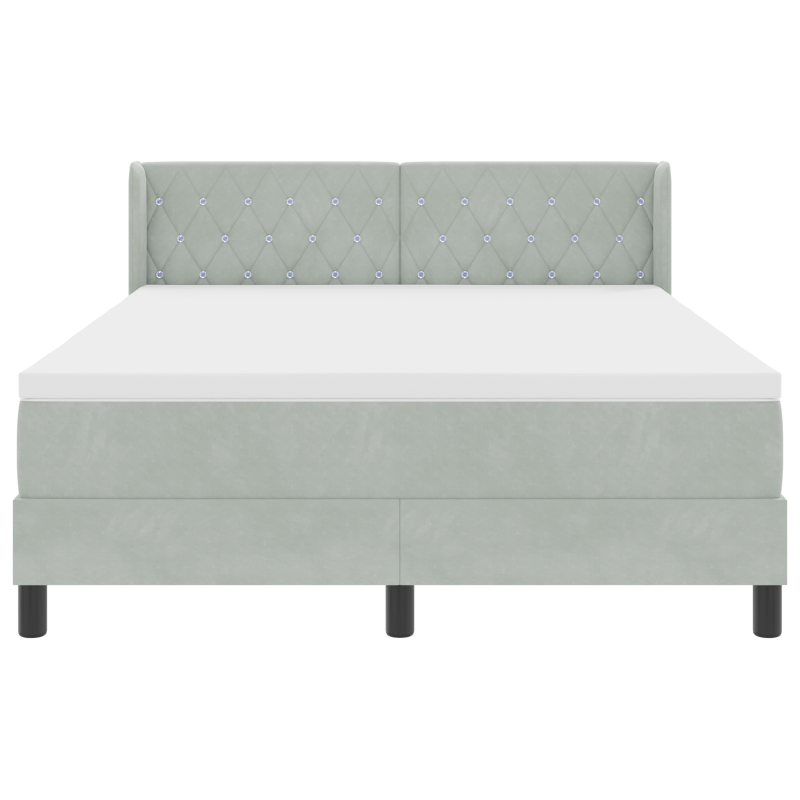 Boxspringbett mit Matratze Hellgrau 140x190 cm Samt