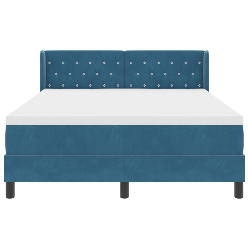 Boxspringbett mit Matratze Dunkelblau 140x190 cm Samt