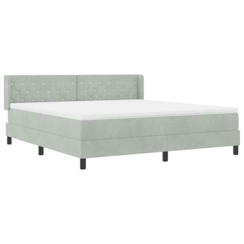 Boxspringbett mit Matratze Hellgrau 180x200 cm Samt