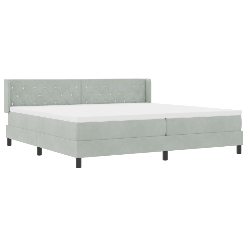 Boxspring-Bett mit Matratze Hellgrau 200x200 cm Samt