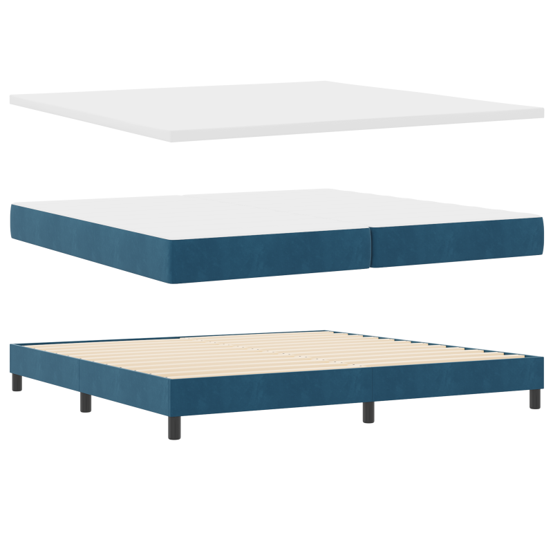 Boxspringbett mit Matratze Dunkelblau 200x200 cm Velours