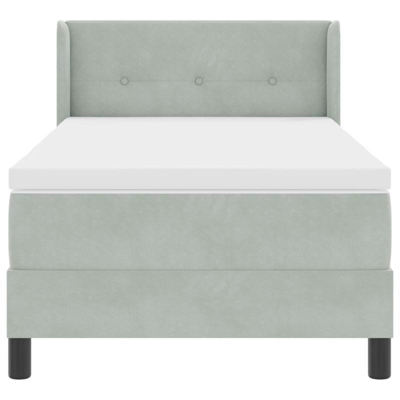 Boxspringbett mit Matratze Hellgrau 90x200 cm Samt