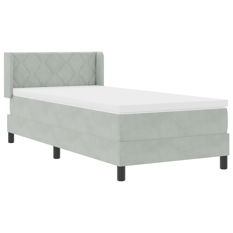 Boxspringbett mit Matratze Hellgrau 90x200 cm Samt