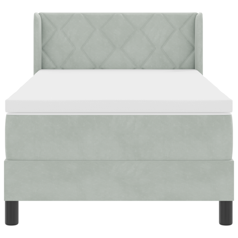 Boxspringbett mit Matratze Hellgrau 90x200 cm Samt