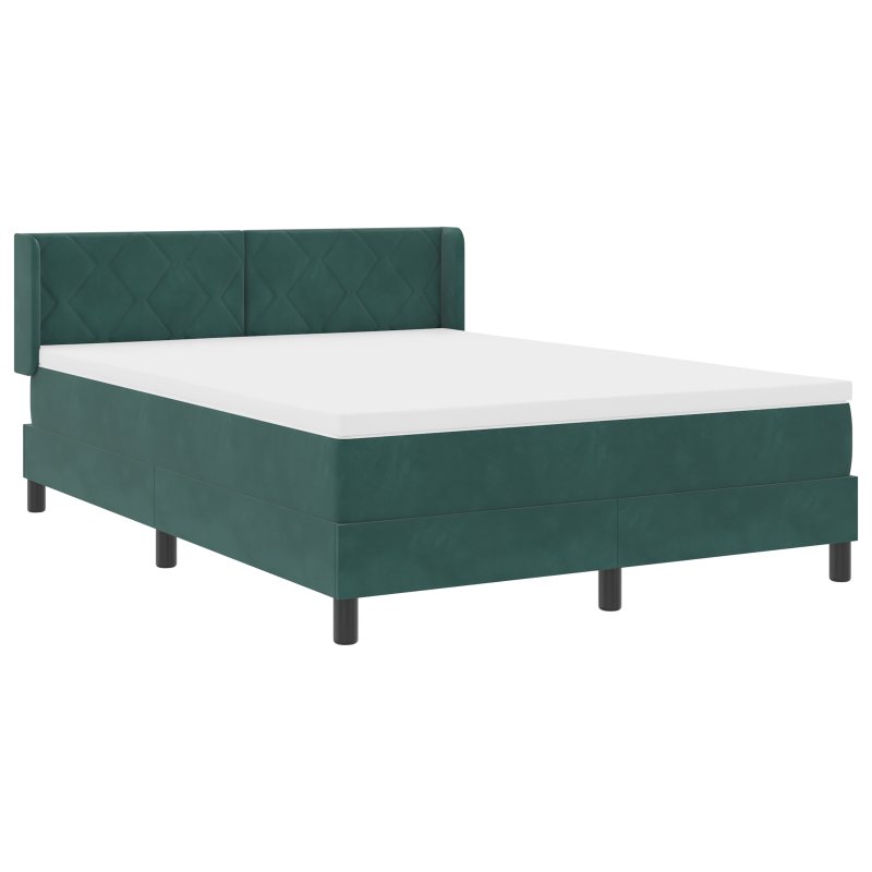 Boxspringbett mit Matratze Dunkelgrün 140x190 cm Samt