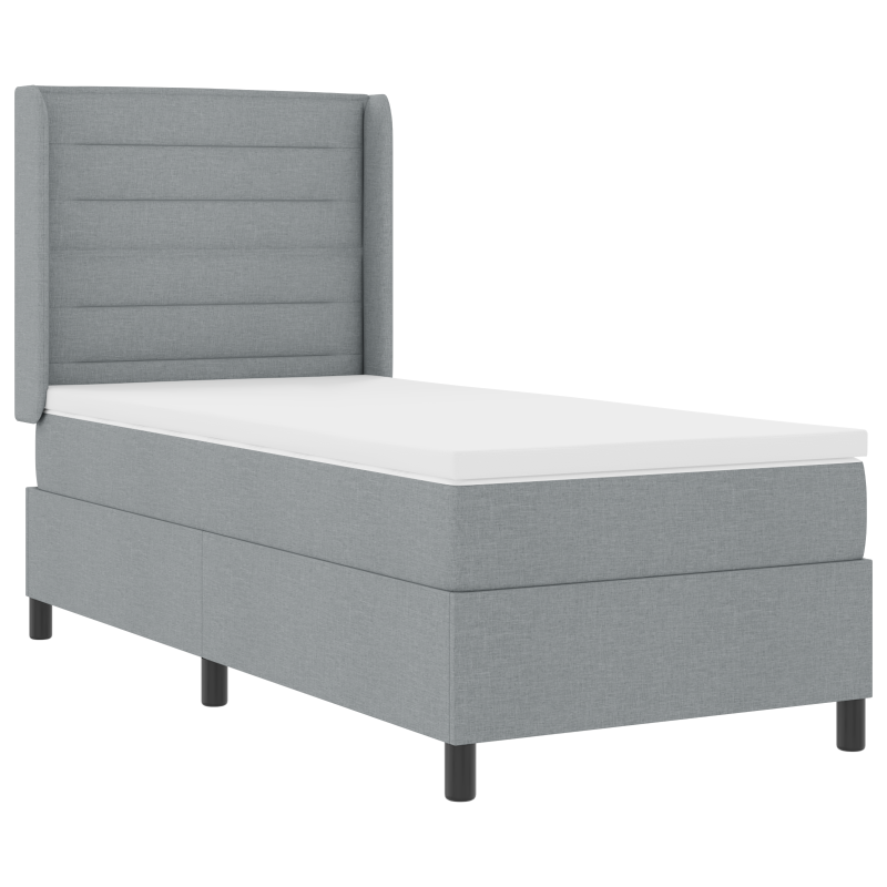 Boxspringbett mit Matratze Hellgrau 90x200 cm Stoff