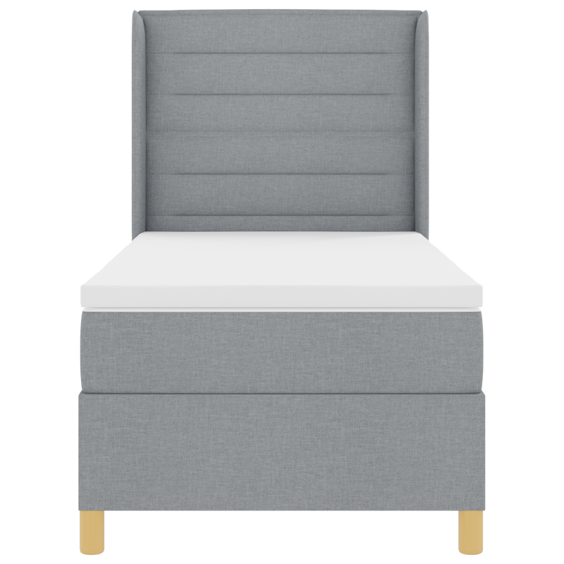 Boxspringbett mit Matratze Hellgrau 90x200 cm Stoff