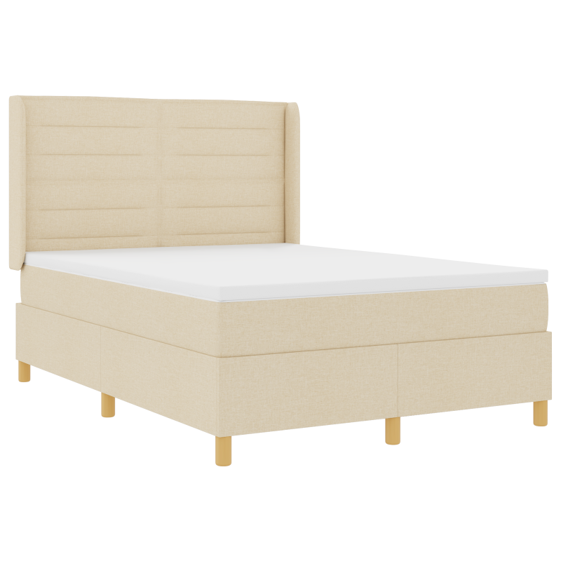 Boxspringbett mit Matratze in Creme, 160x200 cm Stoff