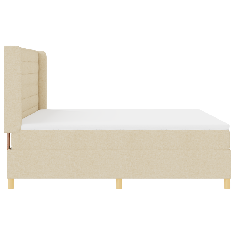 Creme Boxspringbett mit Matratze, 180x200 cm Stoff