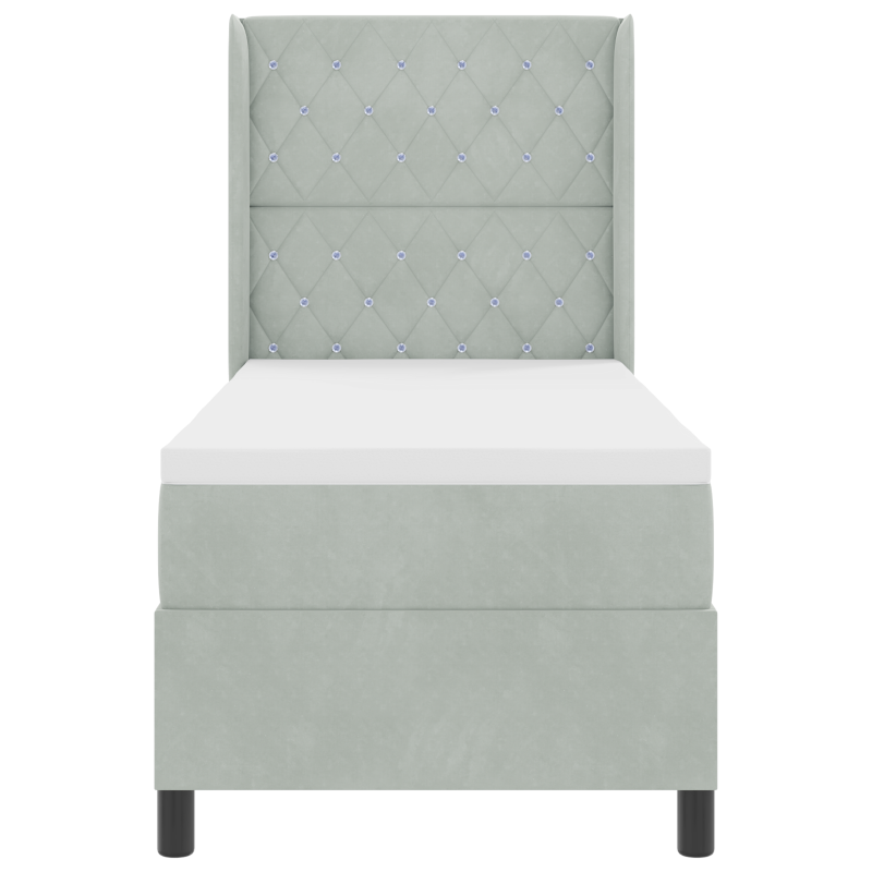 Boxspringbett mit Matratze Hellgrau 80x200 cm Velours