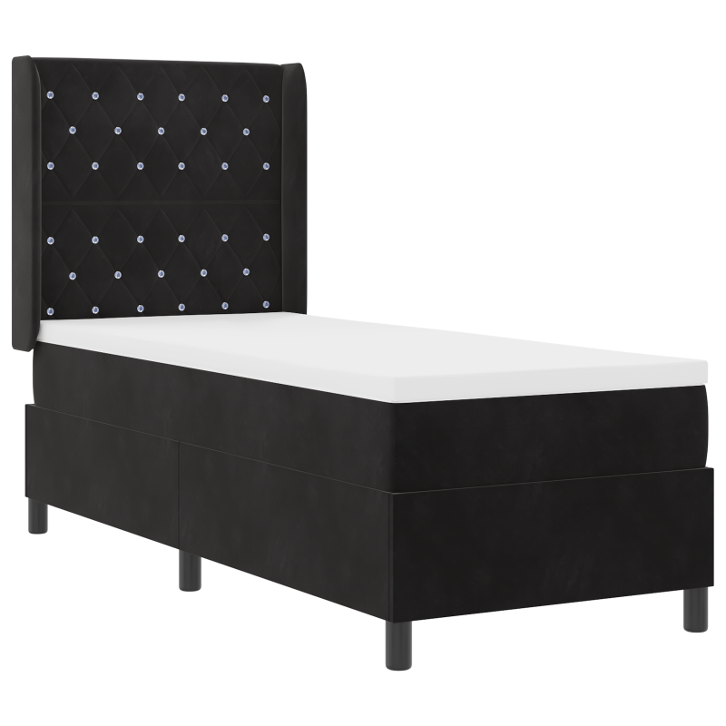 Boxspringbett mit Matratze Schwarz 80x200 cm Samt