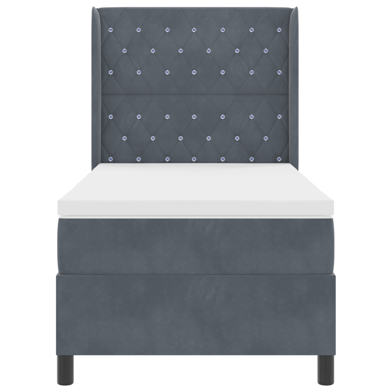 Boxspringbett mit Matratze Dunkelgrau 90x200 cm Samt
