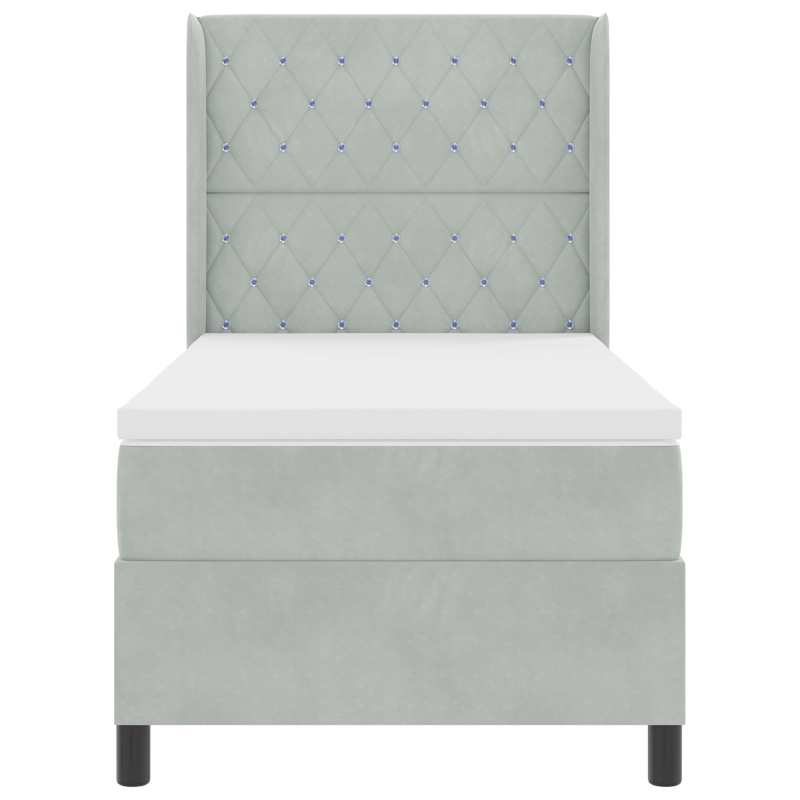 Boxspringbett mit Matratze Hellgrau 100x200 cm Samt