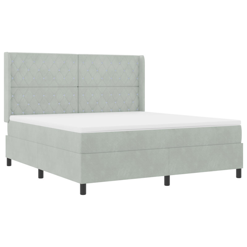 Boxspringbett mit Matratze Hellgrau 180x200 cm Samt