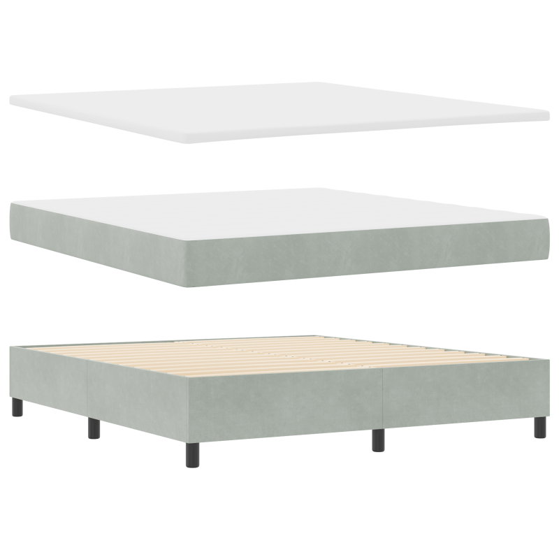 Boxspringbett mit Matratze Hellgrau 180x200 cm Samt