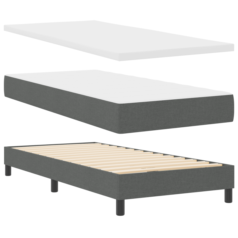Boxspringbett mit Matratze & LED in Dunkelgrau 90x190 cm Stoff