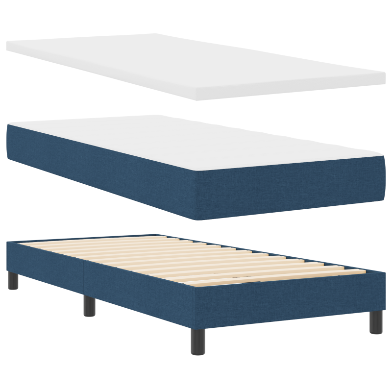 Boxspringbett mit Matratze & LED Blau 90x200 cm Stoff