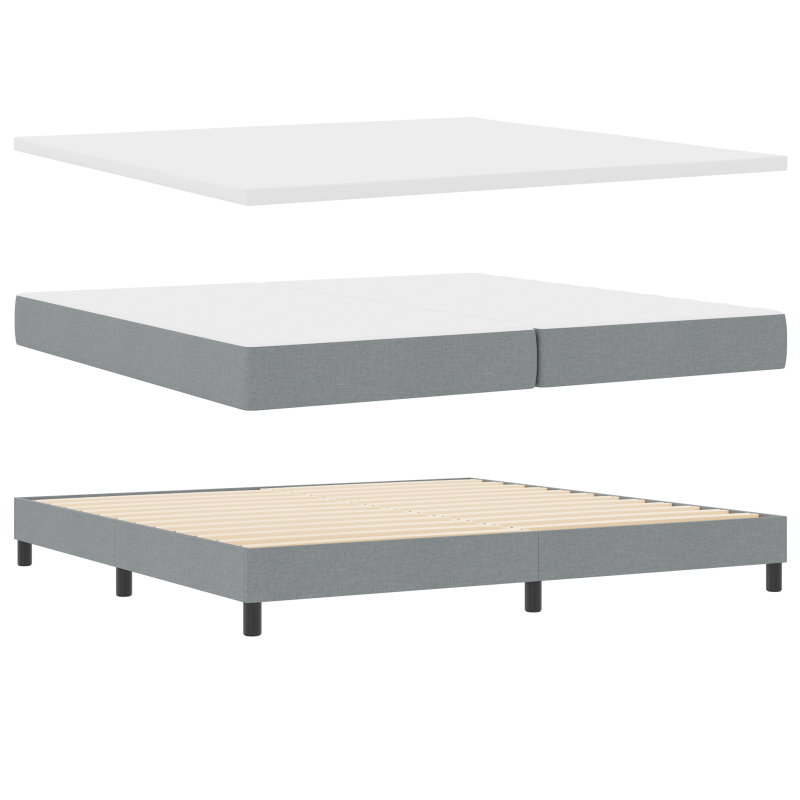 Boxspringbett mit Matratze & LED Hellgrau 200x200 cm Stoff