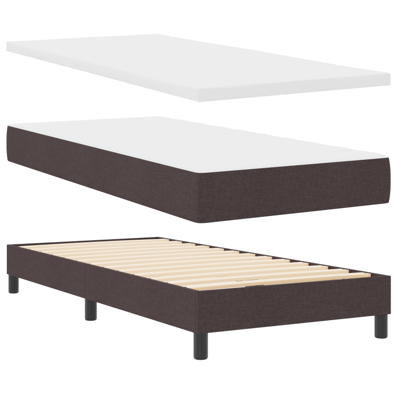 Boxspringbett mit Matratze & LED Dunkelbraun 90x200 cm Stoff