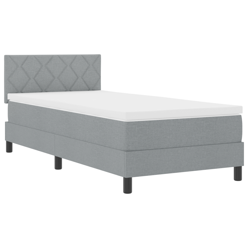 Boxspringbett mit Matratze & LED Hellgrau 100x200 cm Stoff