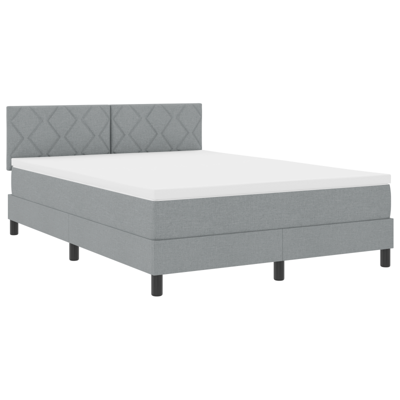 Boxspringbett mit Matratze & LED Hellgrau 140x190 cm Stoff