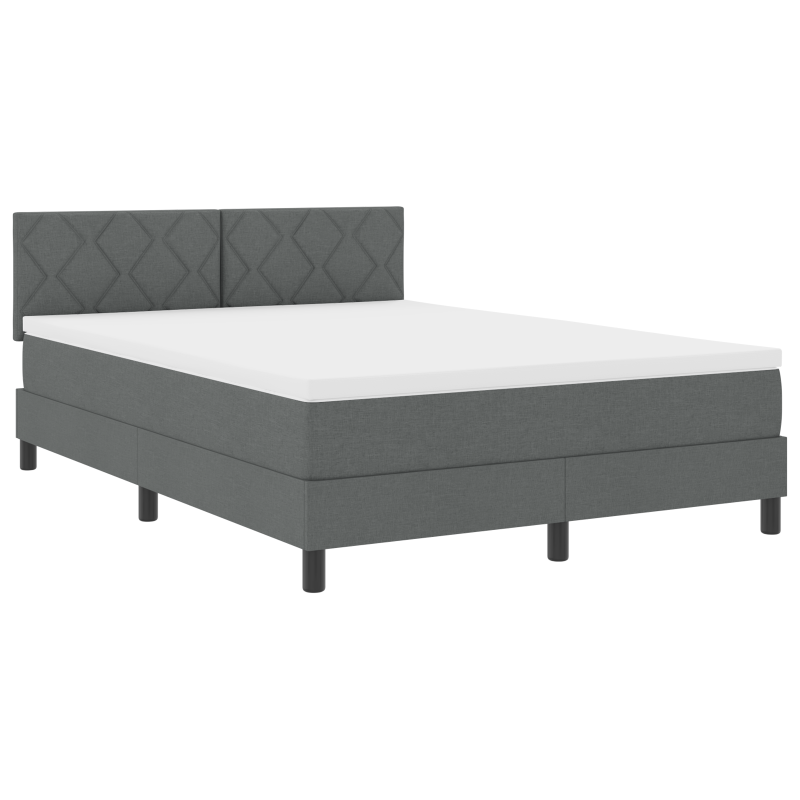 Boxspringbett mit Matratze & LED Dunkelgrau 140x200 cm Stoff