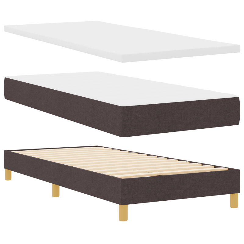 Boxspringbett mit Matratze & LED Dunkelbraun 90x200 cm Stoff