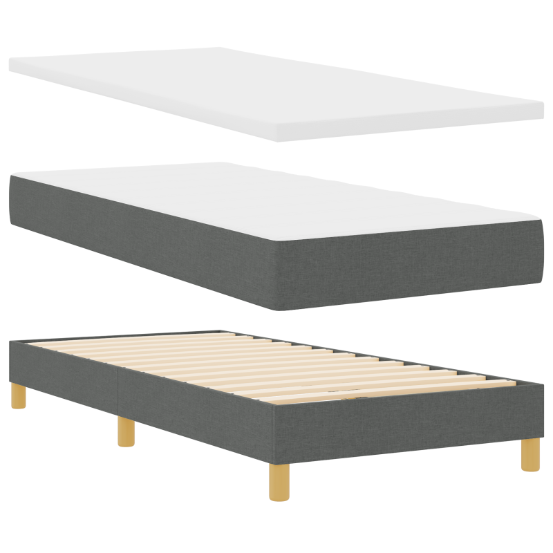 Boxspringbett mit Matratze & LED Dunkelgrau 90x190 cm Stoff