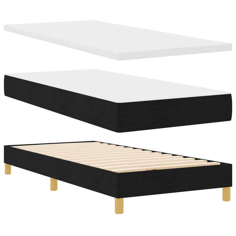 Boxspringbett mit Matratze & LED schwarz 90x190 cm Stoff