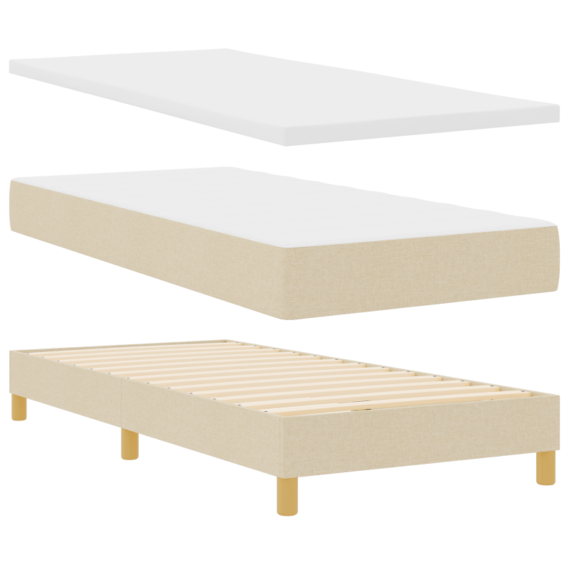Boxspringbett mit Matratze & LED Creme 90x190 cm Stoff