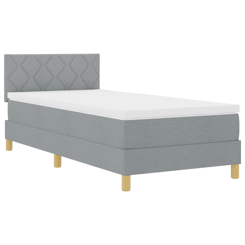 Boxspringbett mit Matratze & LED in Hellgrau 90x200 cm aus Stoff