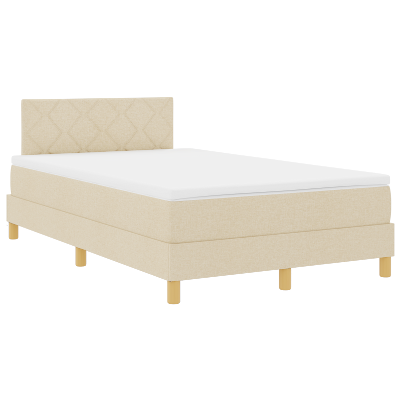 Creme Boxspringbett mit Matratze & LED-Lichtern 120x200 cm Stoff