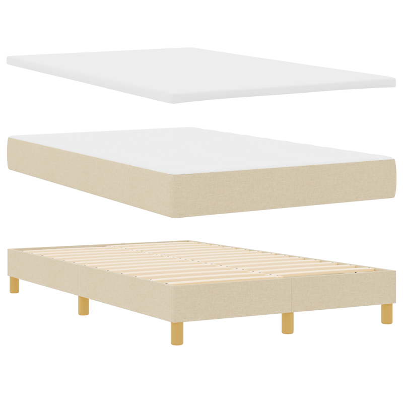 Creme Boxspringbett mit Matratze & LED-Lichtern 120x200 cm Stoff