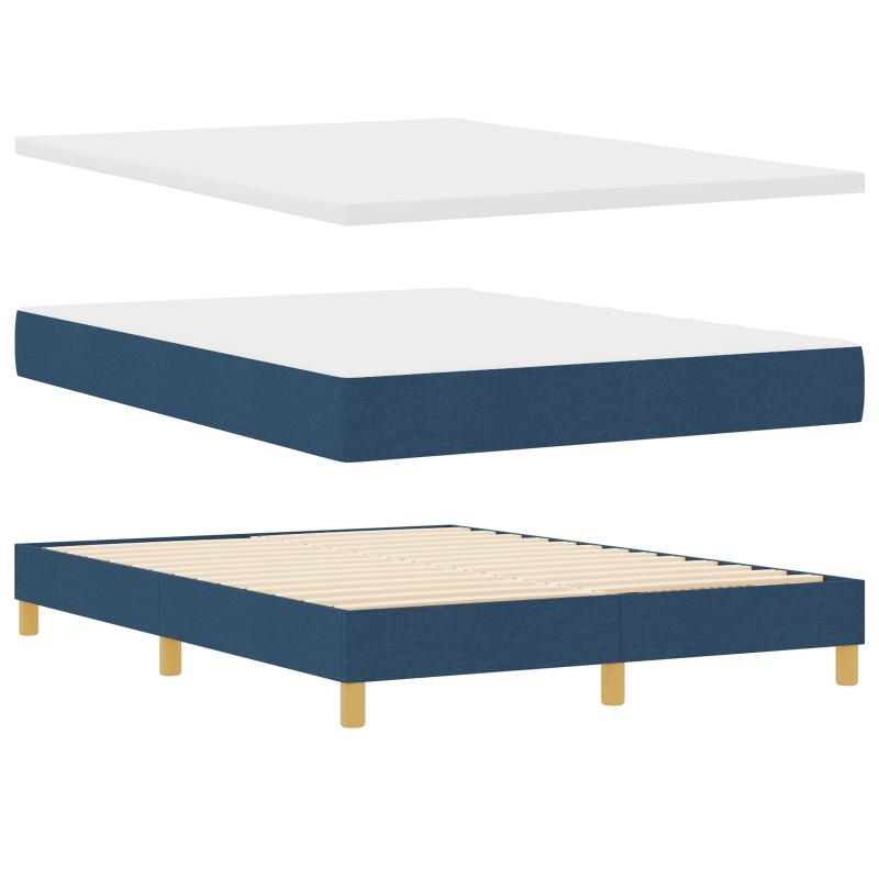 Boxspringbett mit Matratze & LED Blau 140x190 cm Stoff