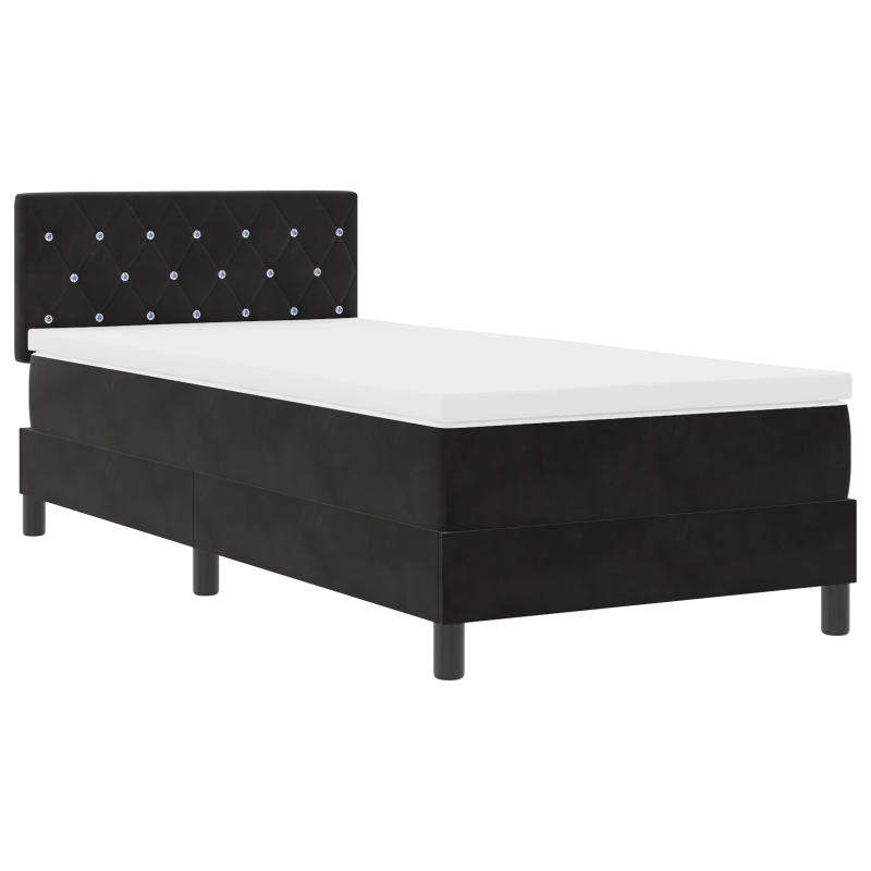 Boxspringbett mit Matratze & LED Schwarz 90x190 cm Samt