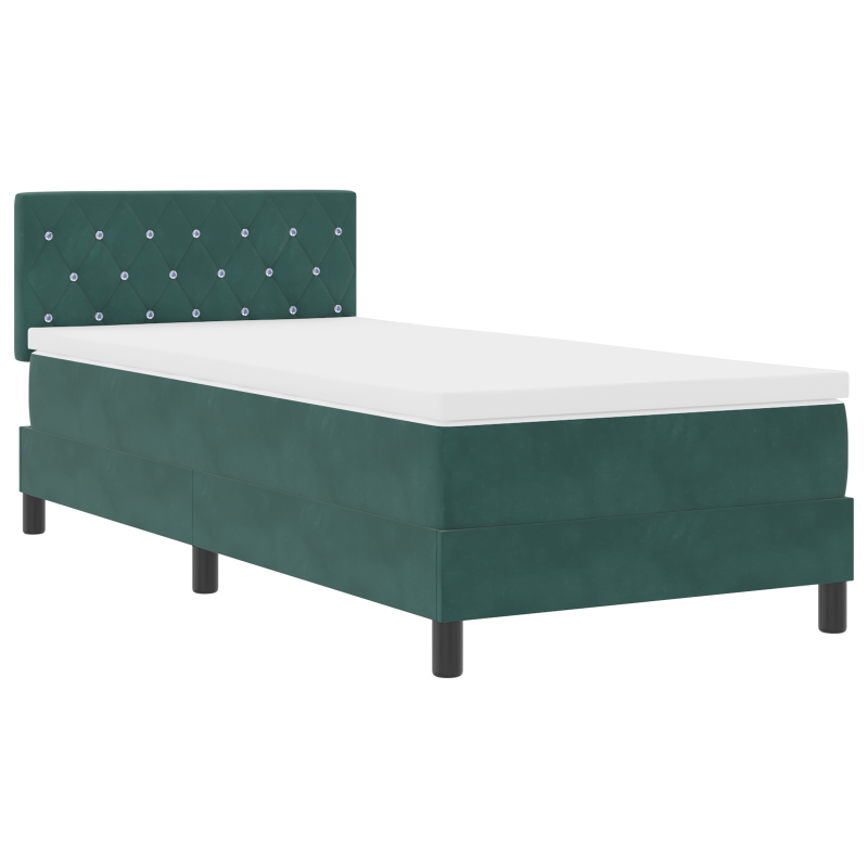Boxspringbett mit Matratze & LED Dunkelgrün 90x190 cm Samt