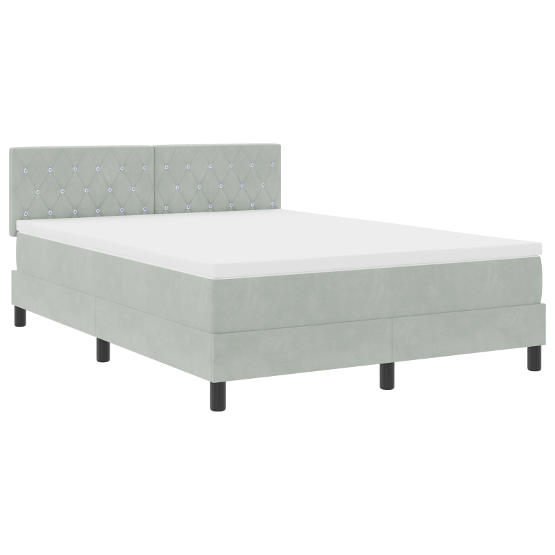 Boxspringbett mit Matratze & LED Licht Hellgrau 160x200 cm Samt