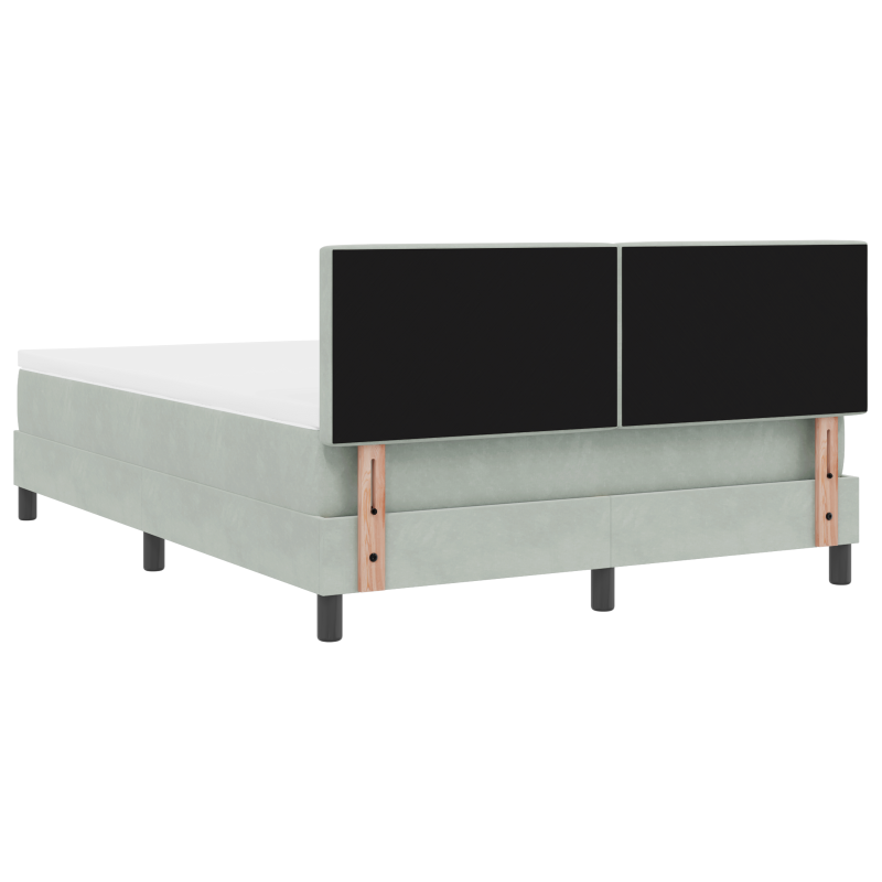 Boxspringbett mit Matratze & LED Licht Hellgrau 160x200 cm Samt