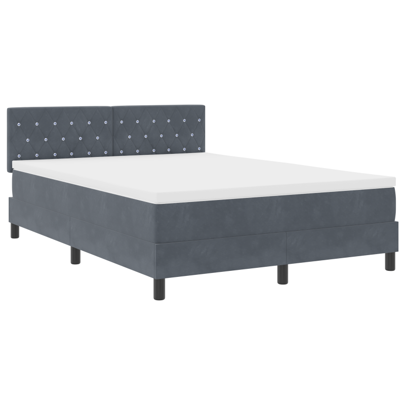 Boxspringbett mit Matratze & LED Dunkelgrau 160x200 cm Samt