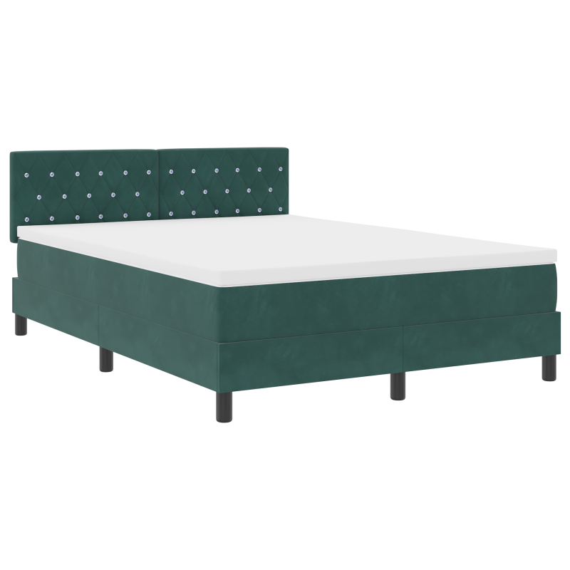 Boxspringbett mit Matratze und LED Dunkelgrün 160x200 cm Samt