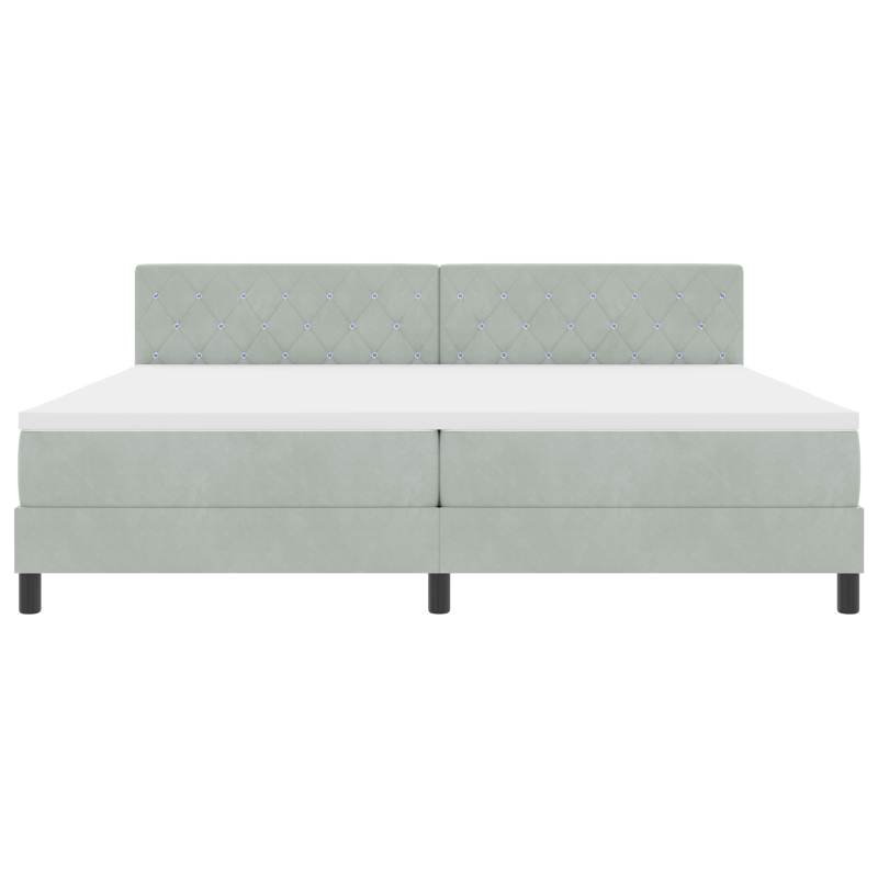 Boxspringbett mit Matratze & LED Licht Hellgrau 200x200 cm Velvet